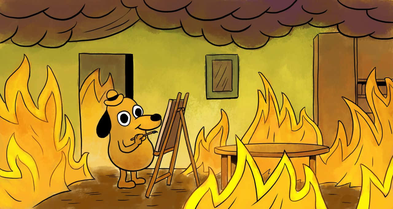 This Is Fine Dog Painting Wallpaper