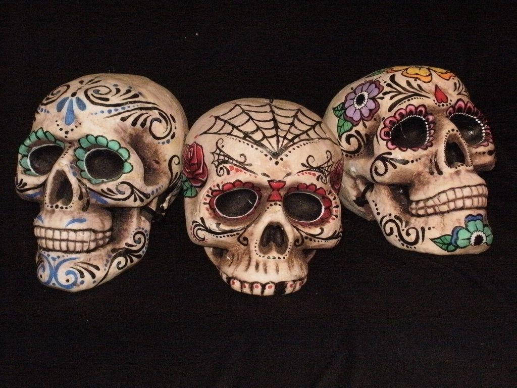 Three Day Of The Dead Skulls Wallpaper