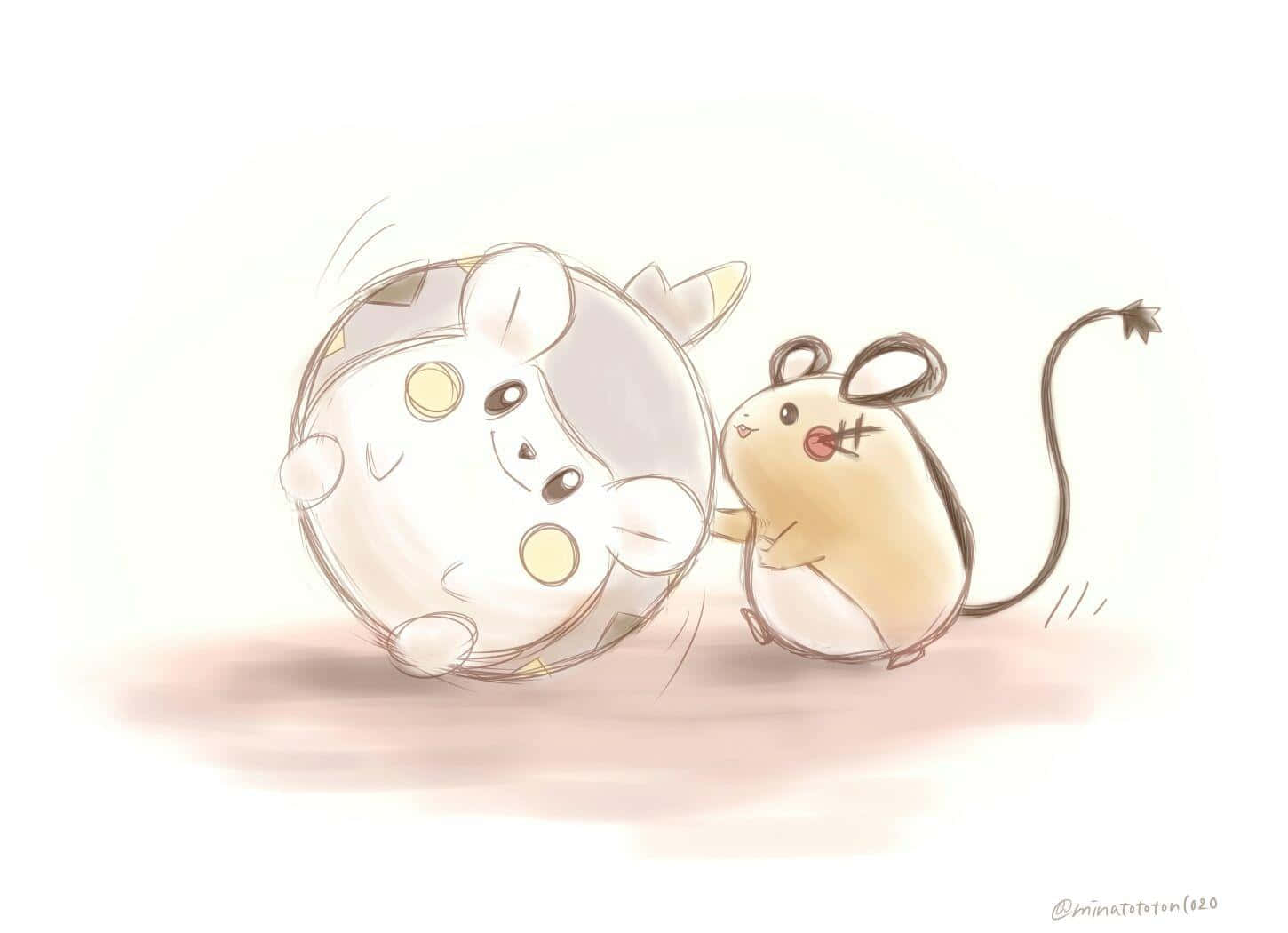 Togedemaru And Dedenne Cute Drawing Wallpaper