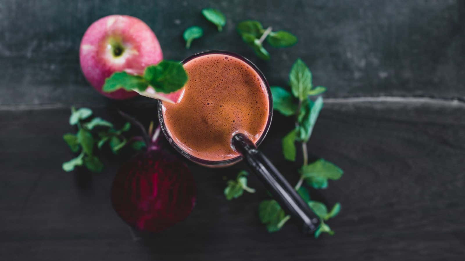 Top View Apple Drinks On Table Wallpaper