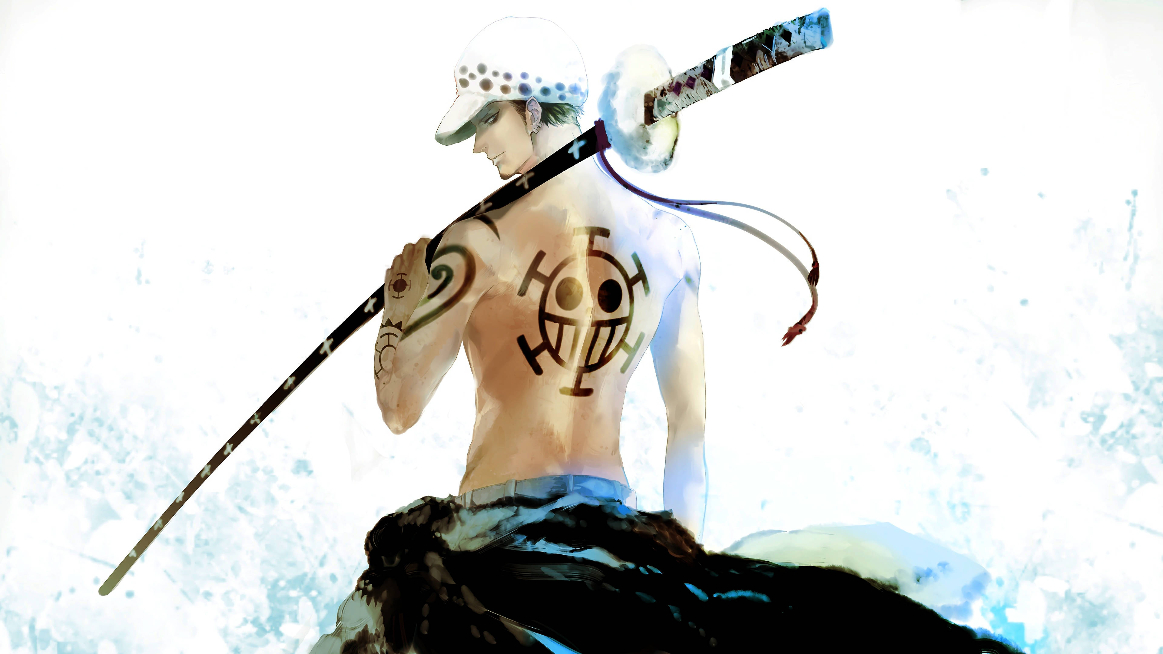 Trafalgar Law One Piece Back View Digital Painting Wallpaper