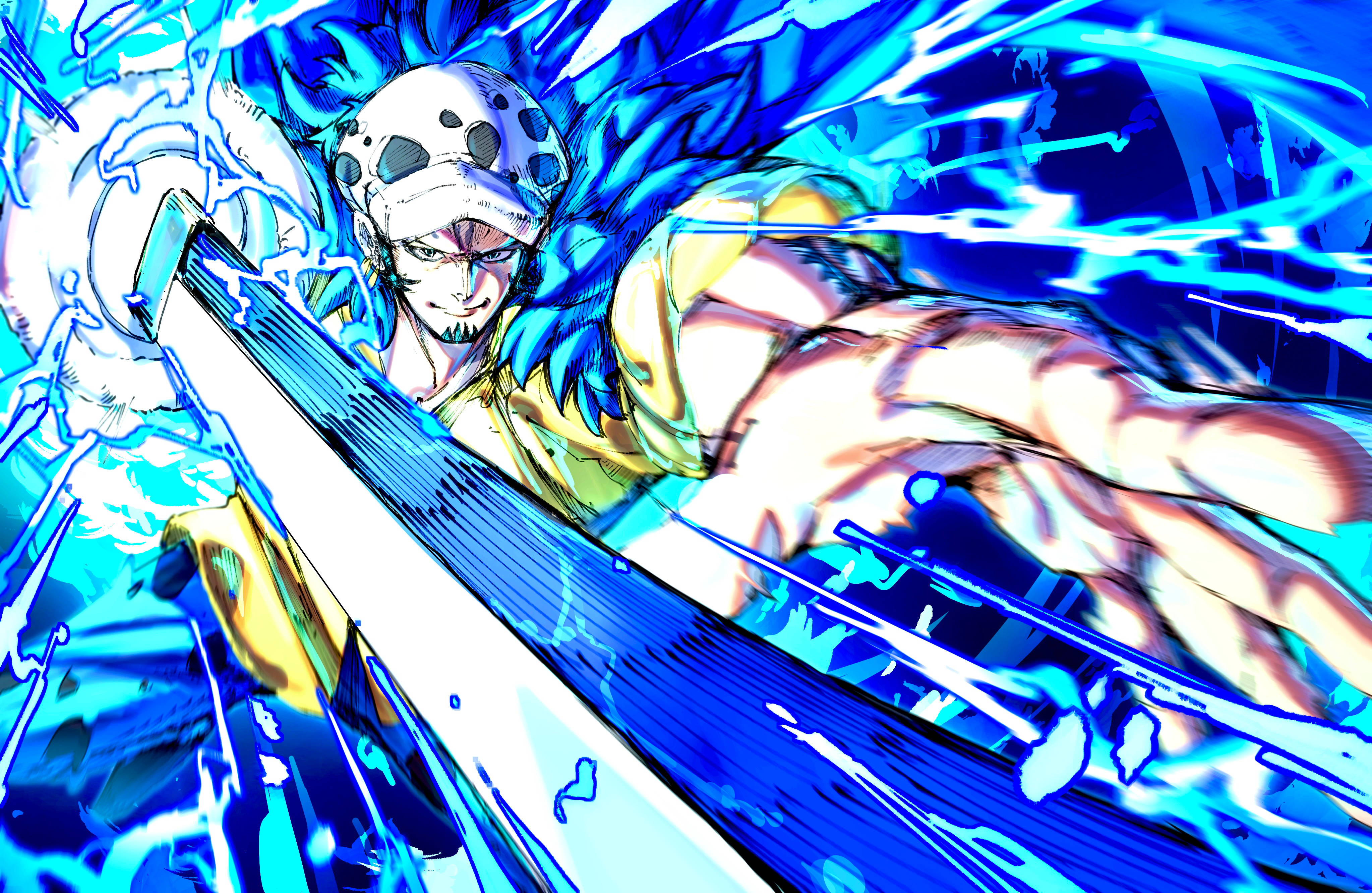 Trafalgar Law One Piece Blue Power Fanart Wallpaper