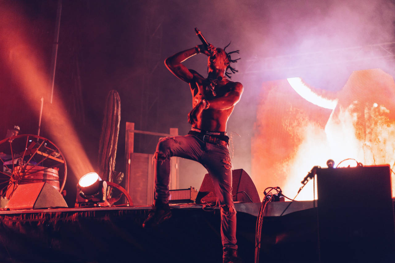 Travis Scott Performing At Ultra Music Festival Wallpaper