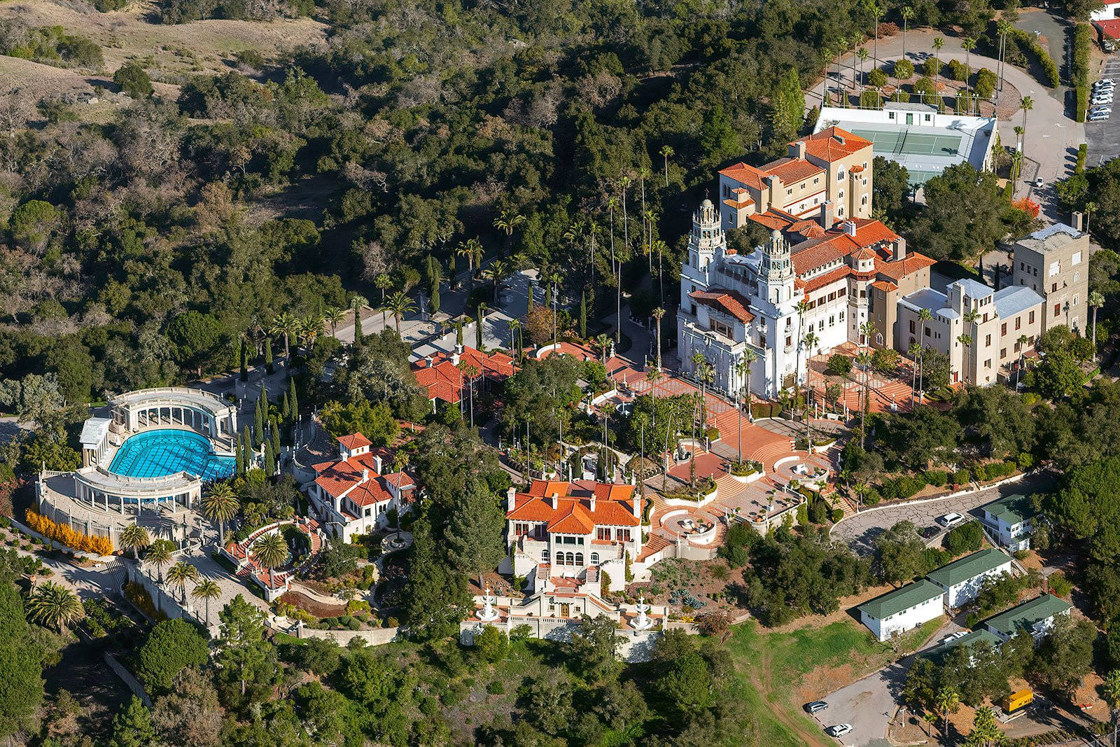 Trees Fencing The Hearst Castle Wallpaper