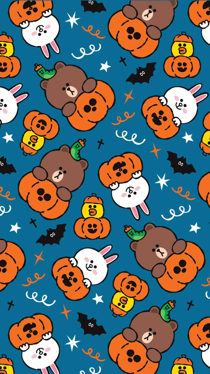 Trick Or Treat With Line Friends Wallpaper