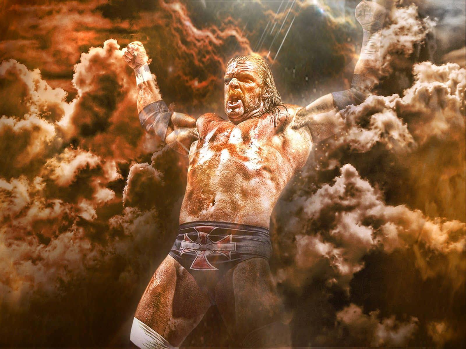 Triple H Cloudy Graphic Edit Wallpaper