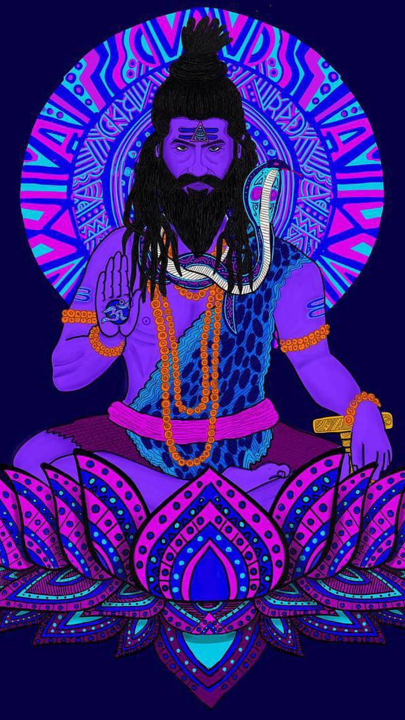 Trippy Aghori Art Snake Wallpaper