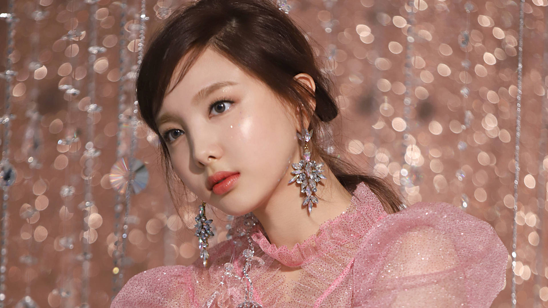 Twice Nayeon Against A Sparkling Background Wallpaper