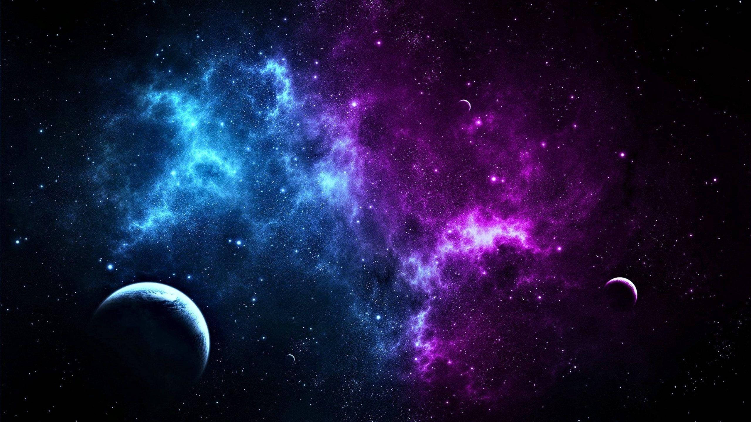 Two Planets In Colorful Galaxy Wallpaper