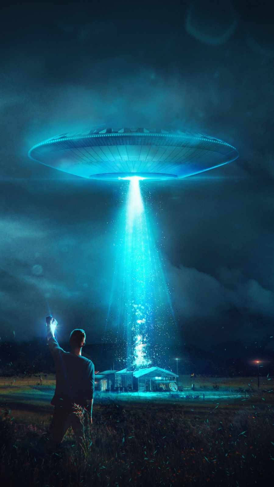 Ufo Taking House Wallpaper