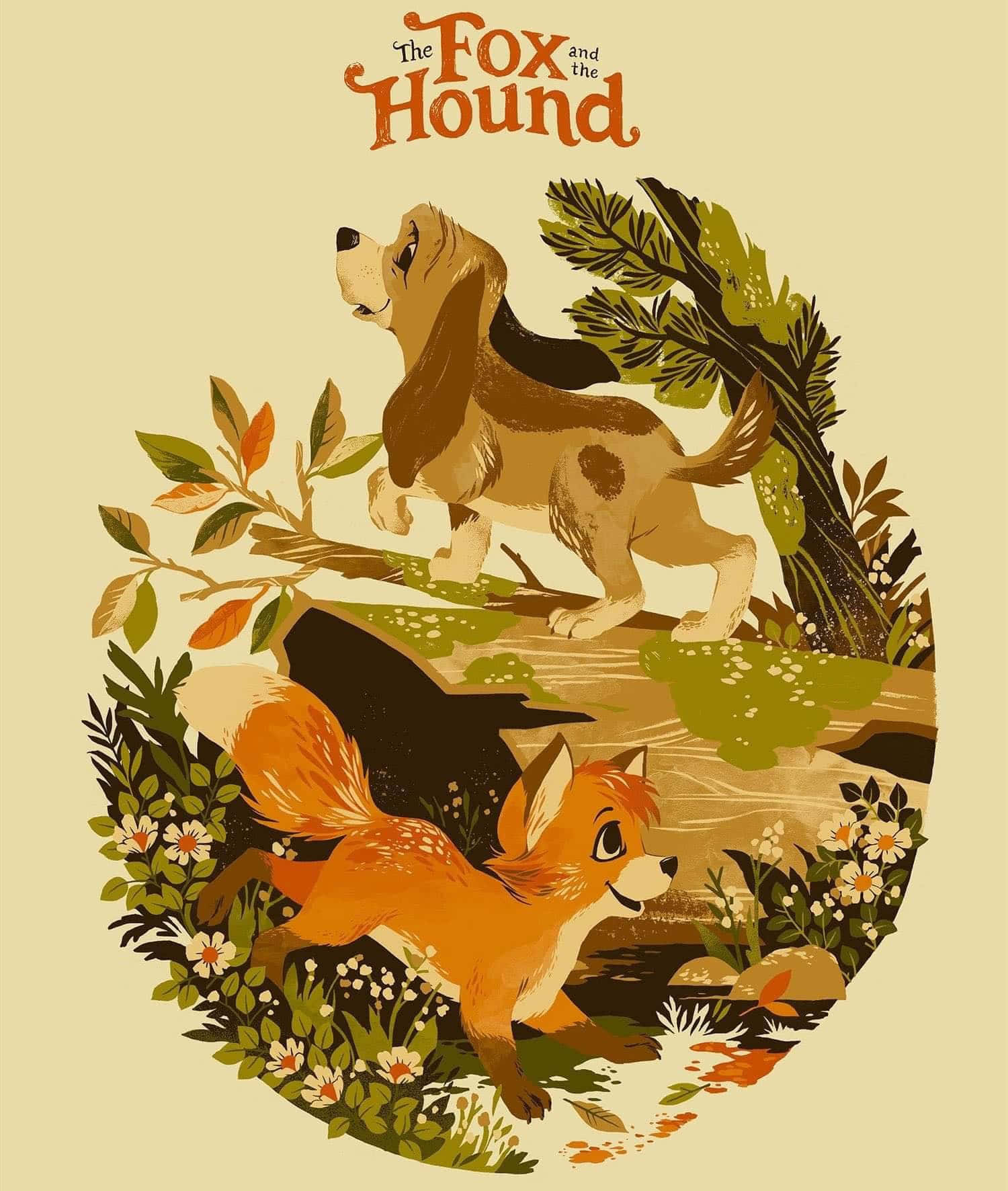 Unforgettable Friendship Between A Fox And A Hound Wallpaper