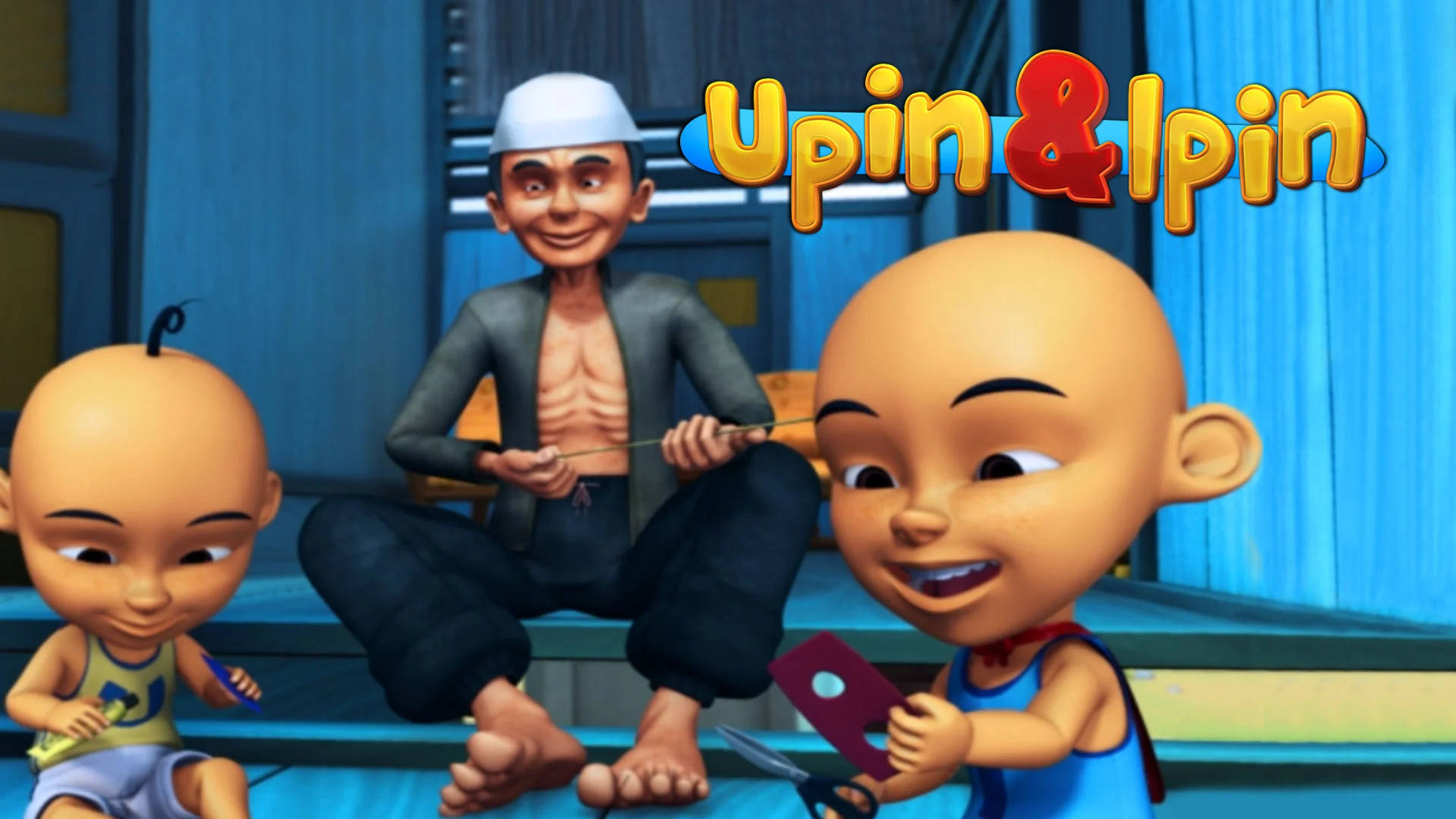 Upin, Ipin, And Tok Dalang Wallpaper