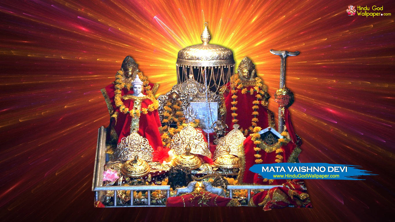 Vaishno Devi Manifestations With Red Garments Wallpaper