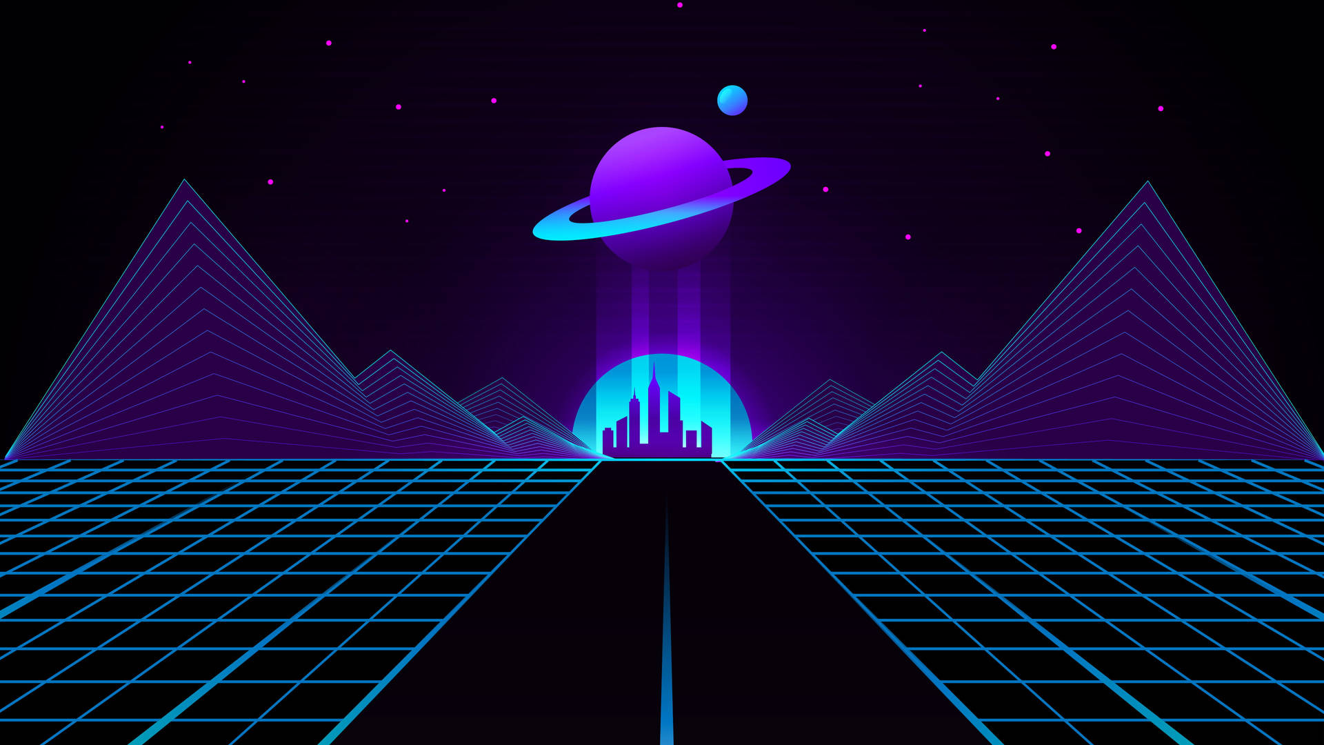 Vaporwave Saturn 4k Wallpaper