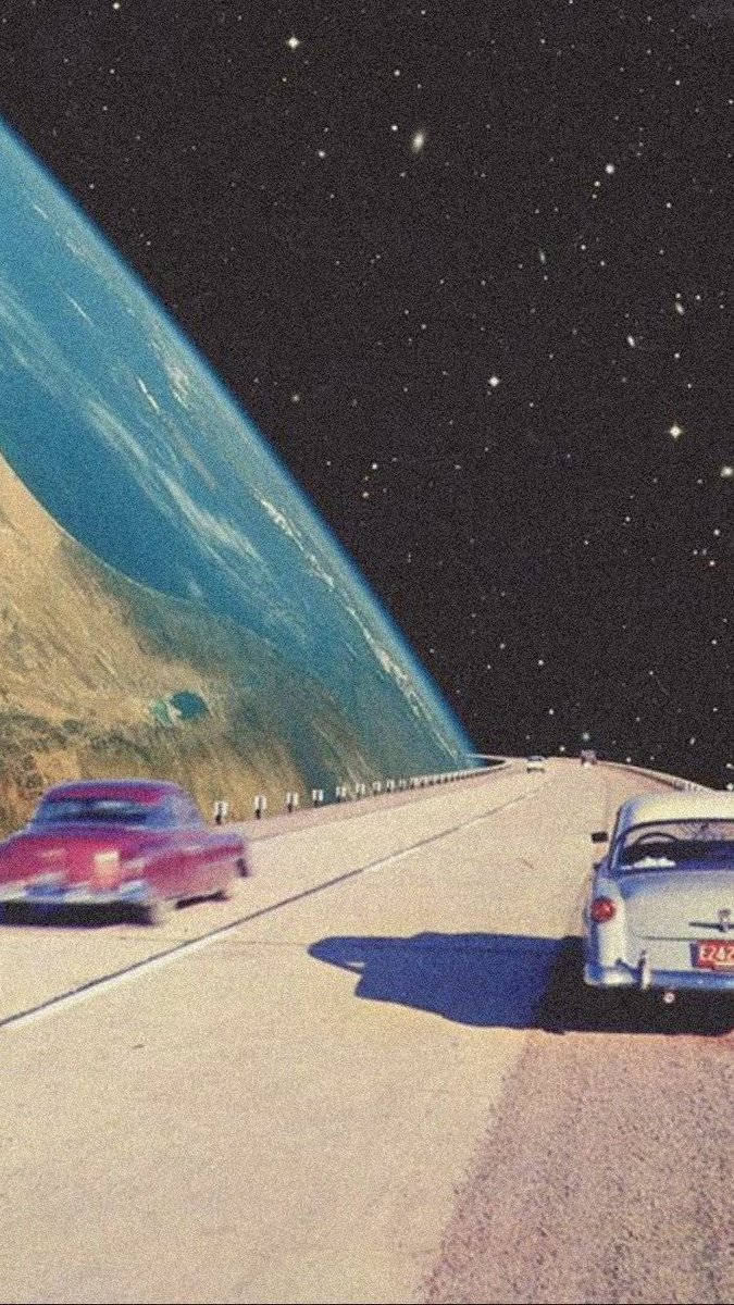 Vibey Retrofuturistic Art Wallpaper