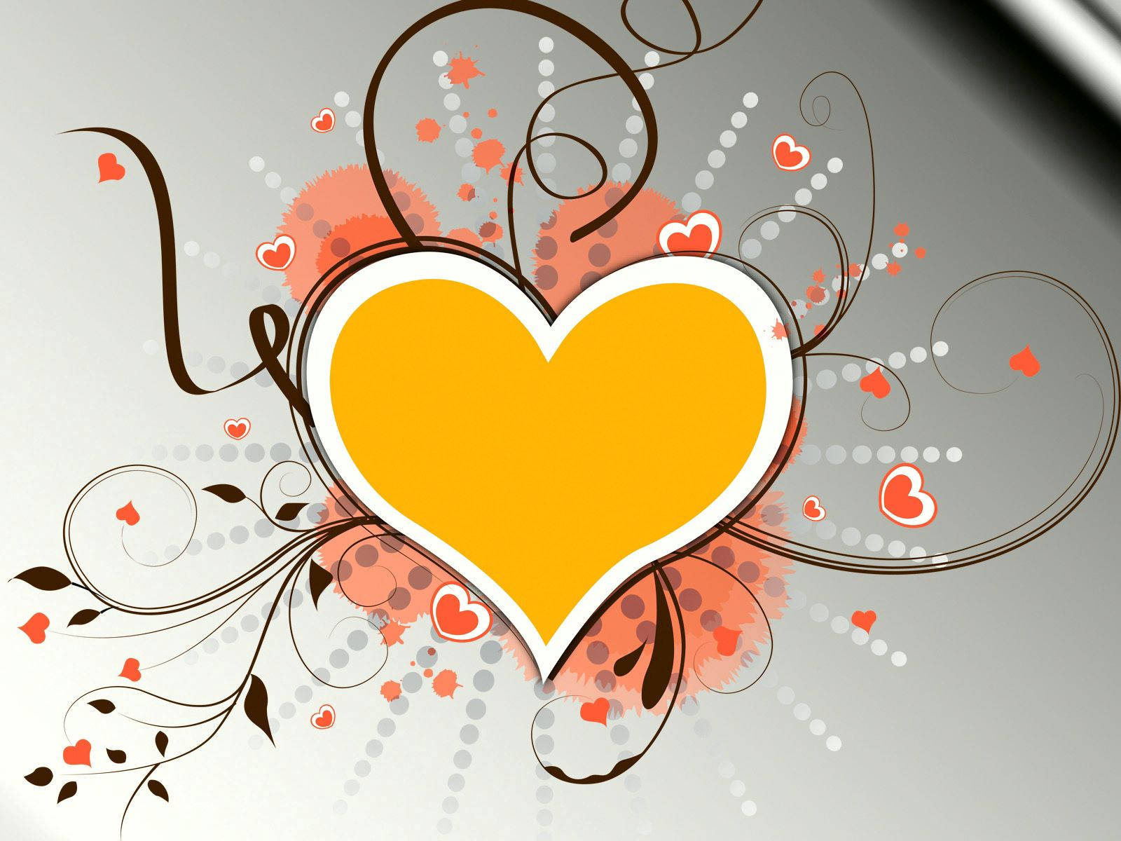 Vibrant Yellow Heart With Fancy Art Design Wallpaper