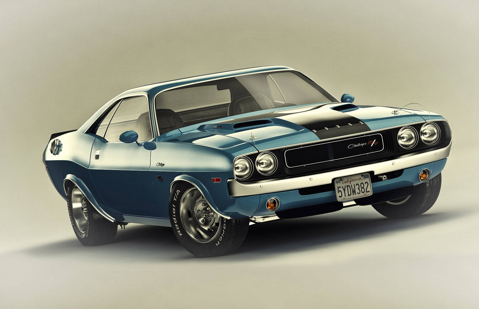 Vintage 1970 Blue Dodge Challenger Wallpaper