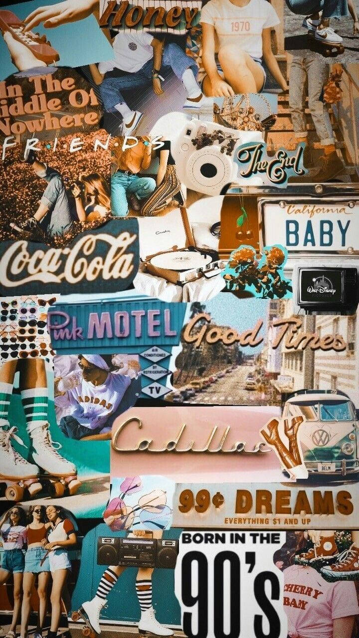 Vintage Collage Retro Aesthetic Iphone Wallpaper