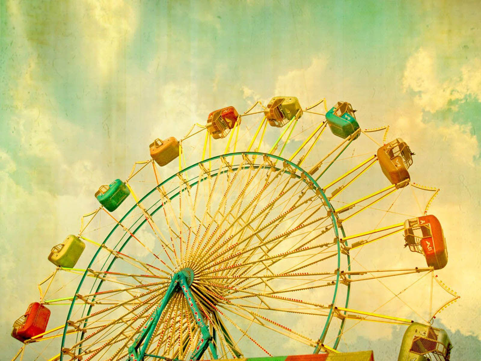 Vintage Ferris Wheel Artwork Wallpaper