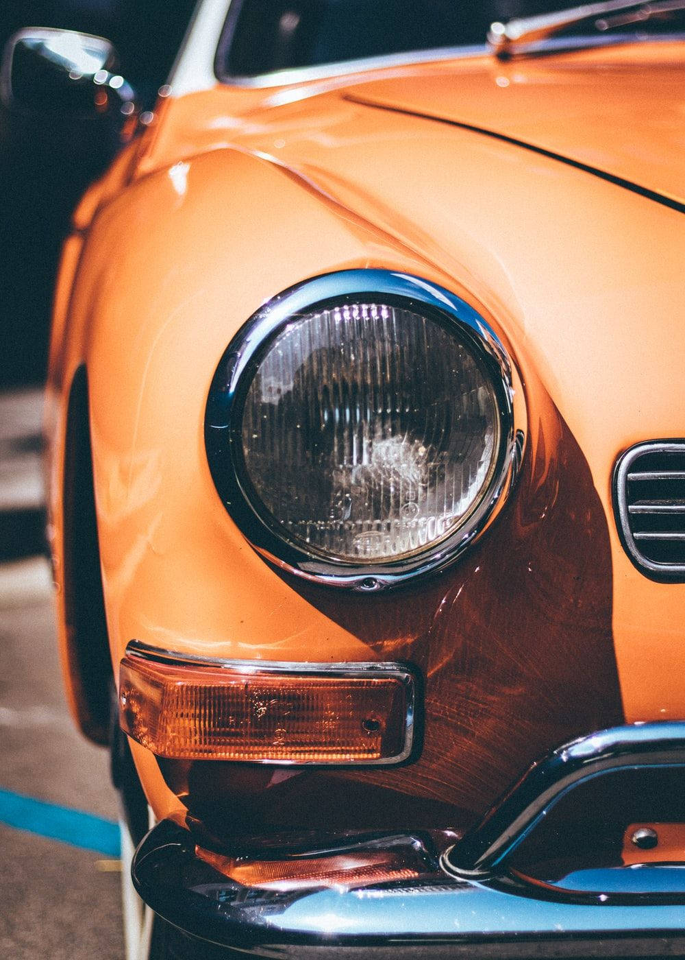 Vintage Orange Car Headlight Phone Wallpaper