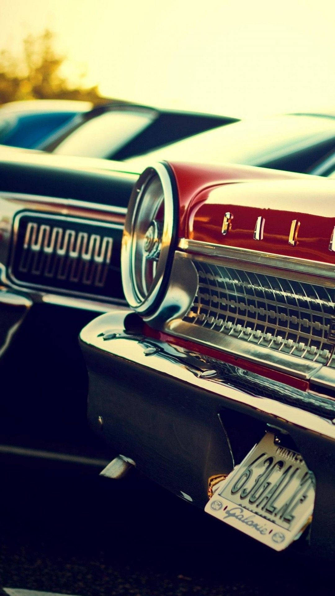 Vintage Red Car With Mounted Phone Wallpaper