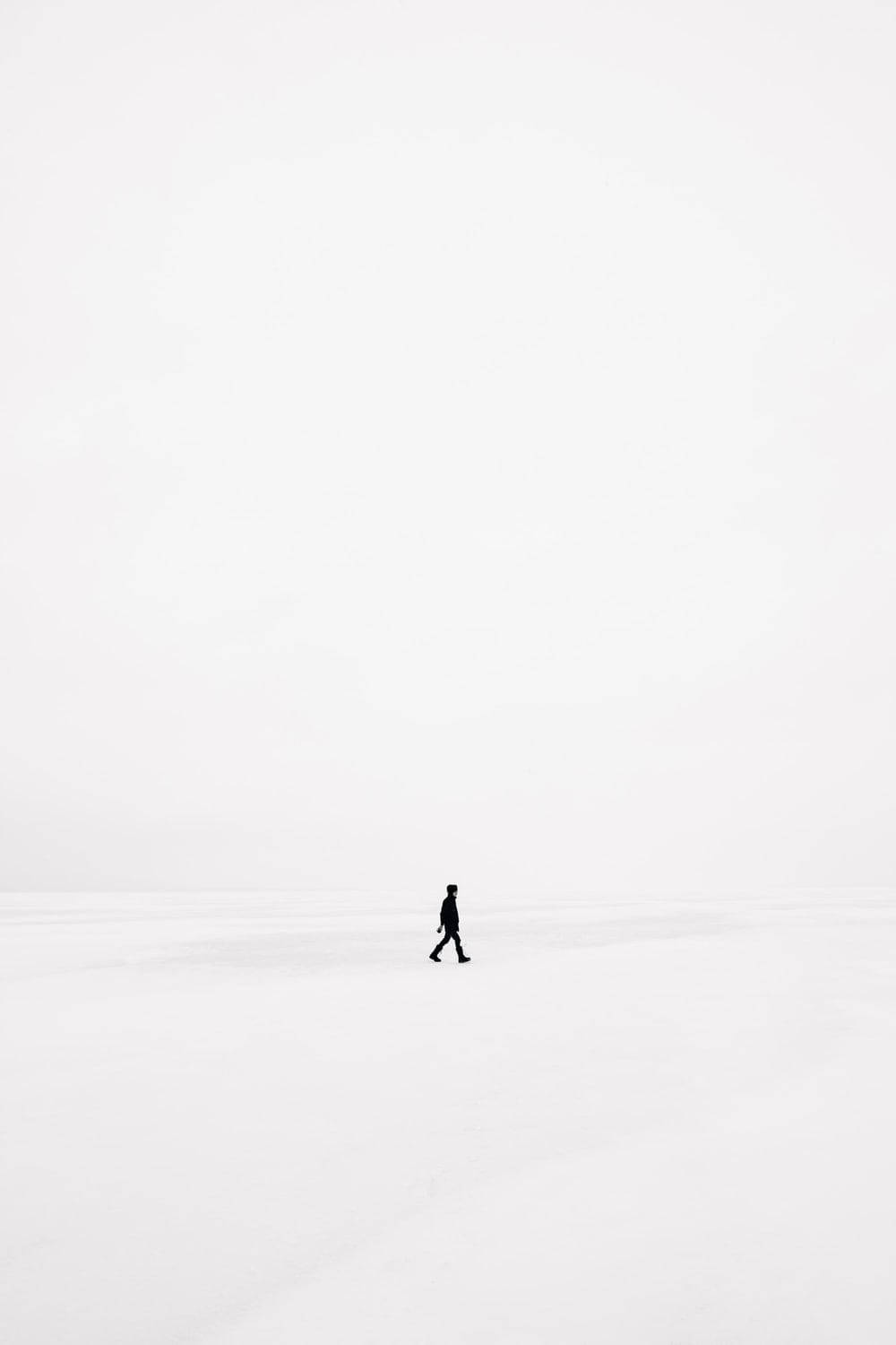 Walking Across Cool White Wallpaper