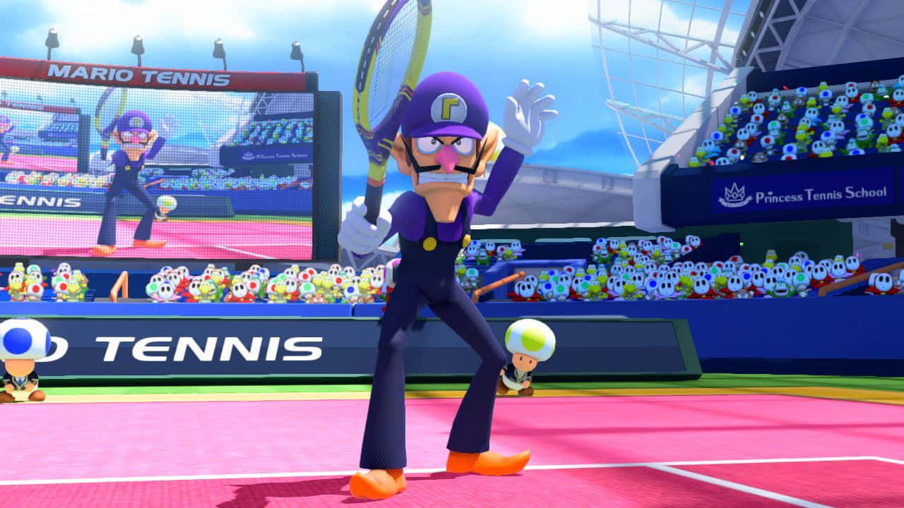 Waluigi Smirking In The Spotlight Wallpaper