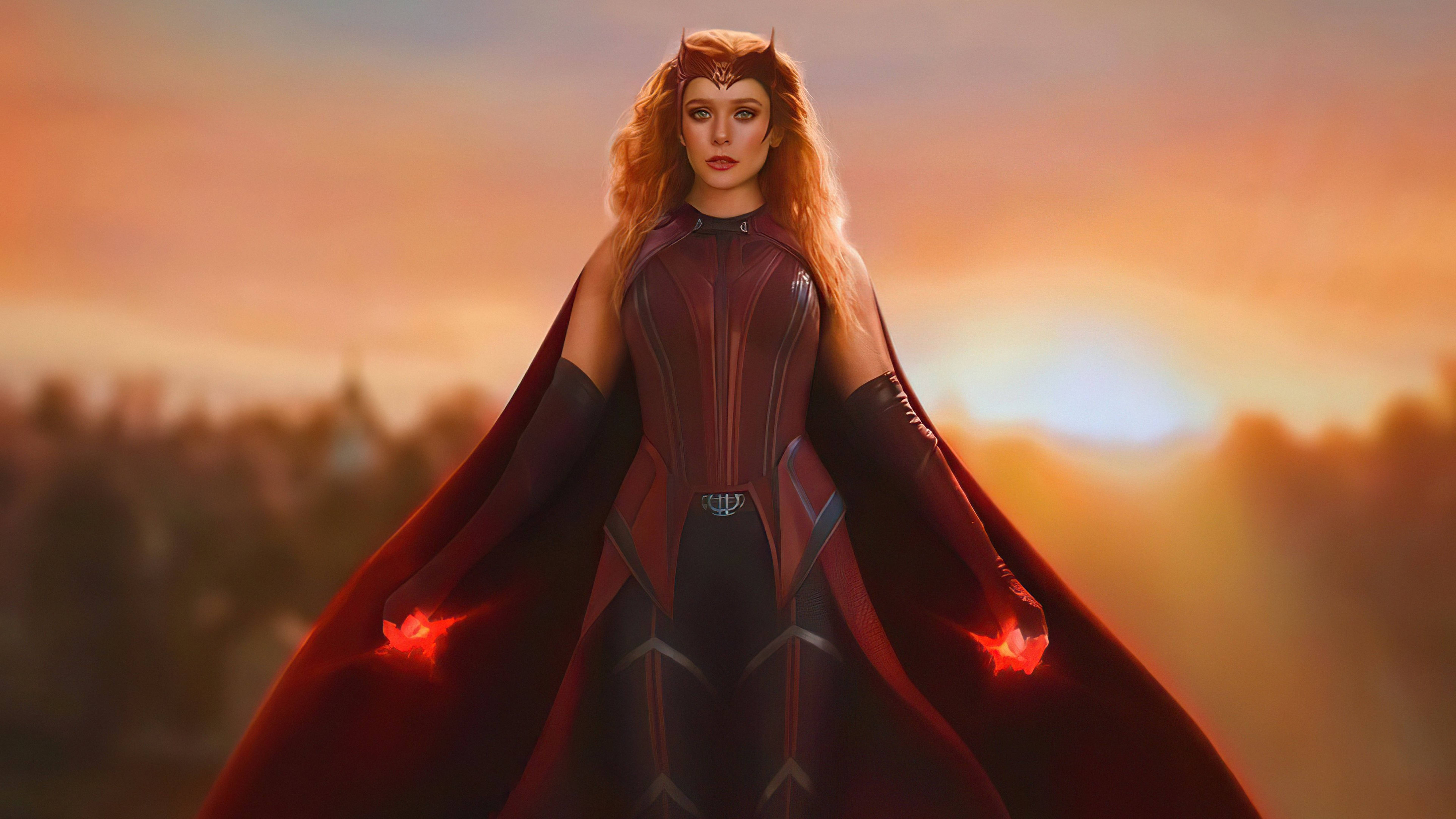 Wanda Scarlet Witch Red Costume 4k Wallpaper