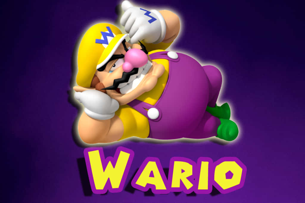 Wario Smirking In Front Of A Colorful Background Wallpaper