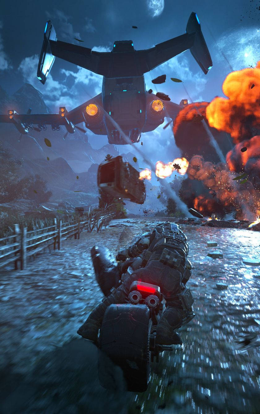 Warrior On Motorcycle Gears 5 Phone Wallpaper