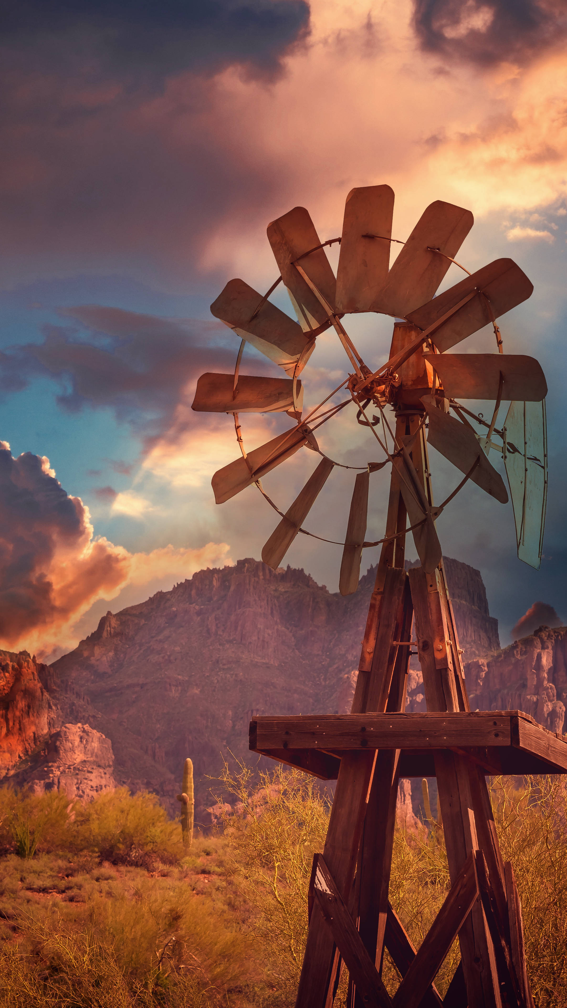 Western Windmill Aesthetic Wallpaper