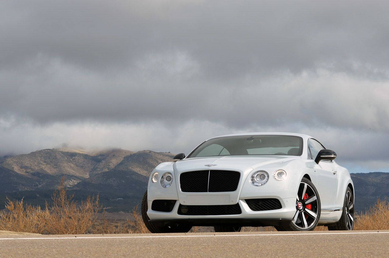 White Bentley Continental Gt Dark Sky Wallpaper