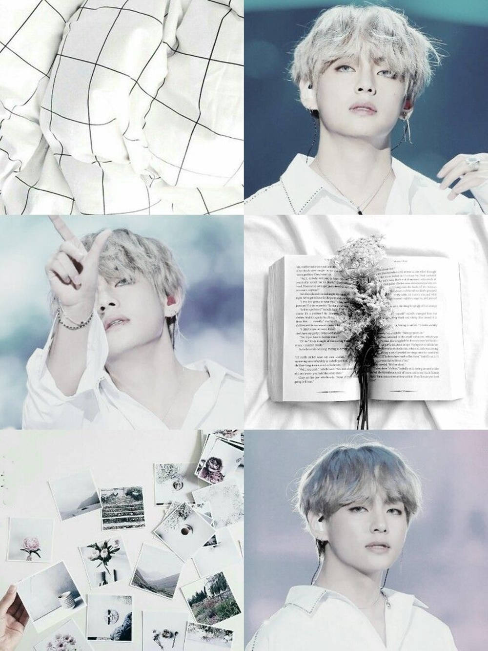 White-haired Kim Tae-hyung Aesthetic Wallpaper