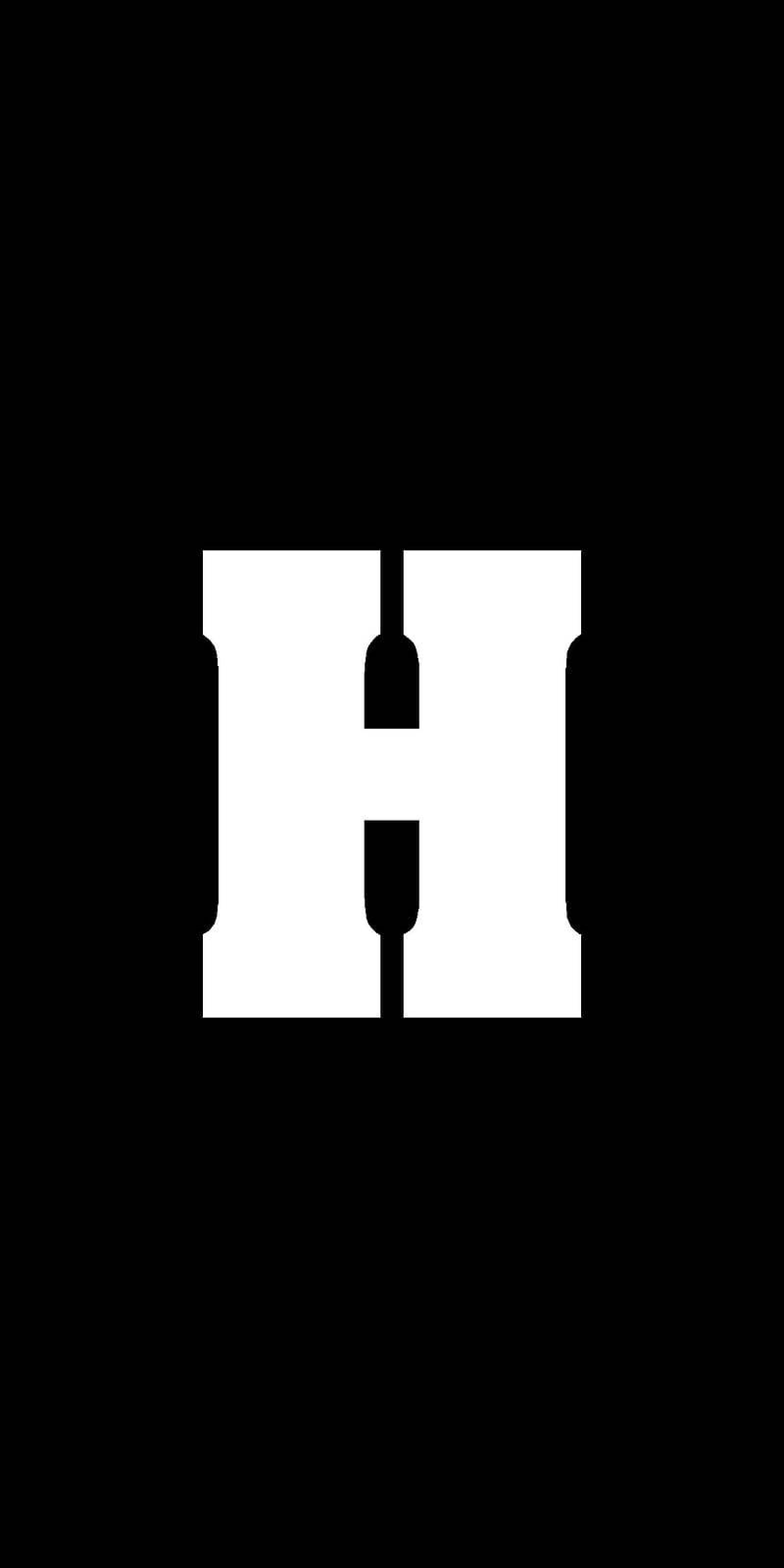 White Letter H Name Black Wallpaper