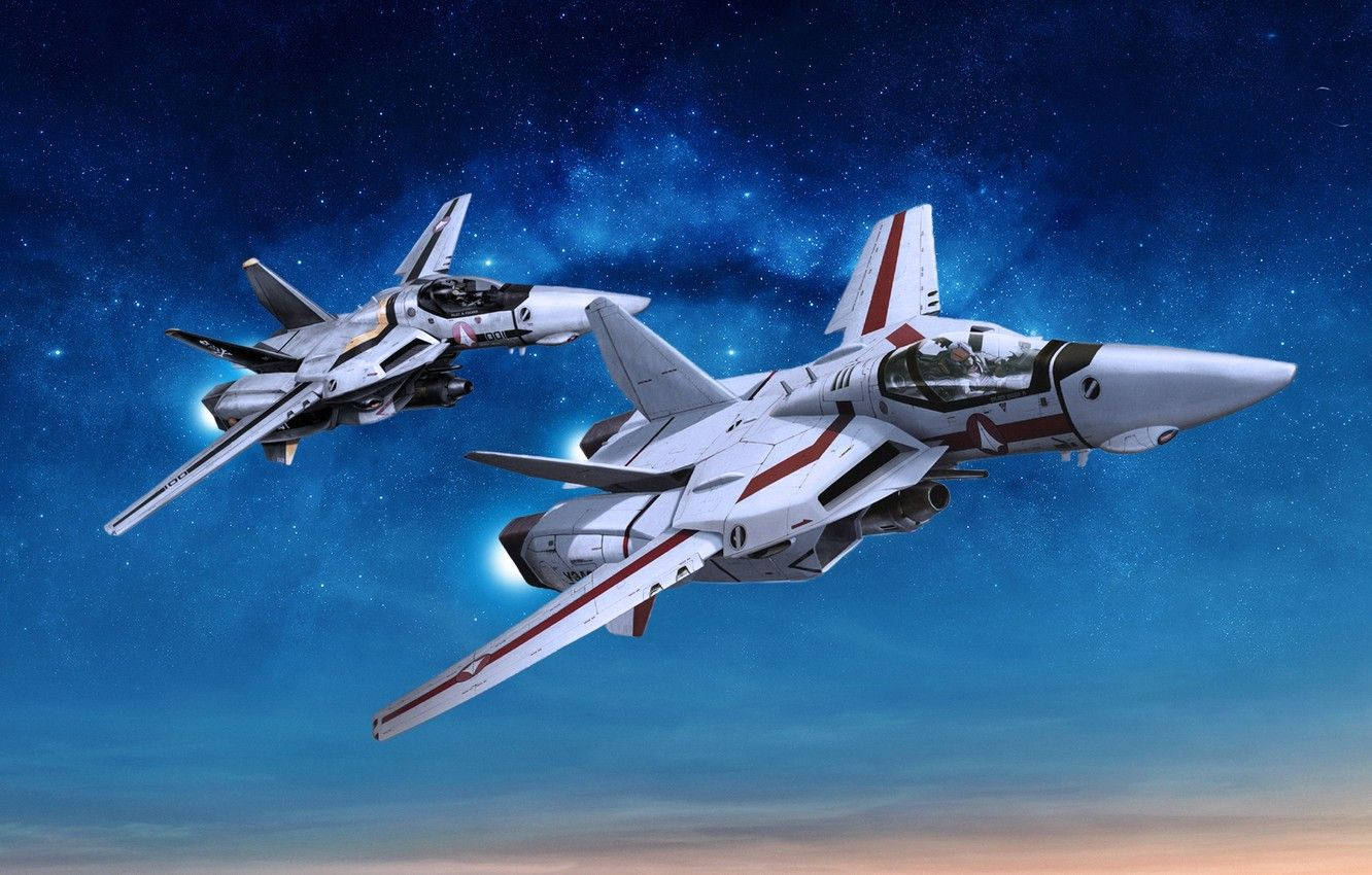 White Macross Jet Wallpaper