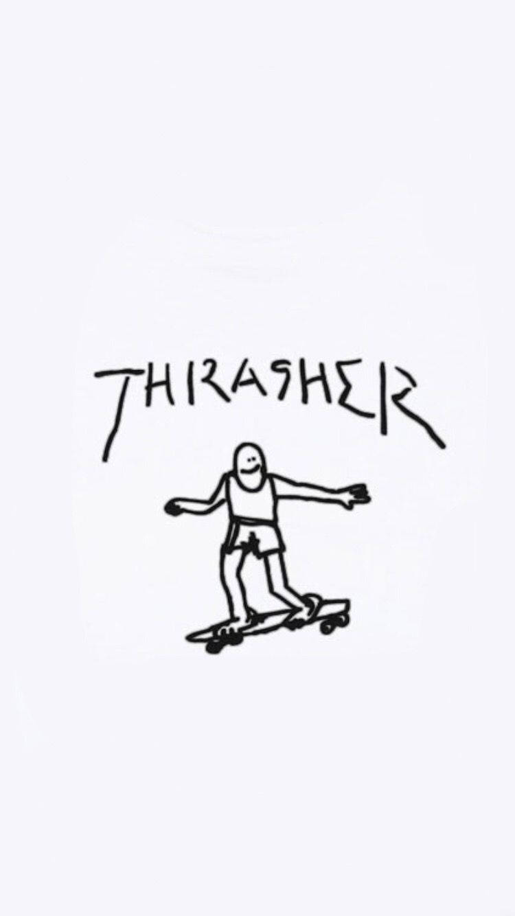 White Thrasher Skateboard Iphone Wallpaper