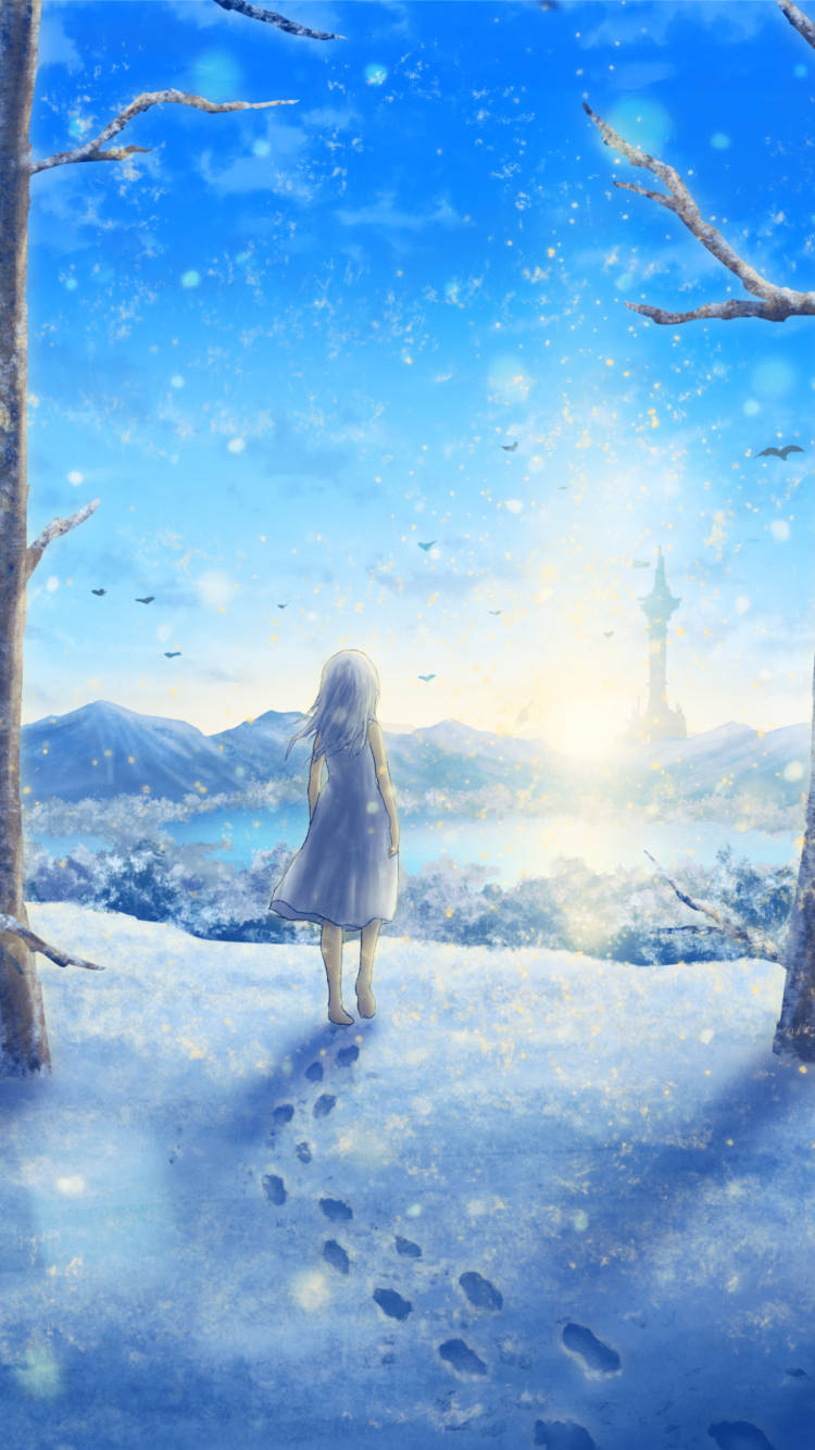 Winter Phone Barefoot Girl Wallpaper