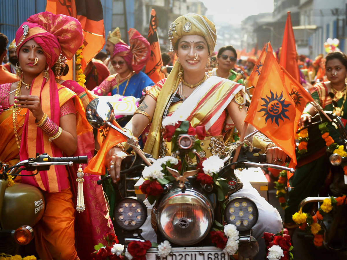 Woman On Motorcycle Gudi Padwa Wallpaper