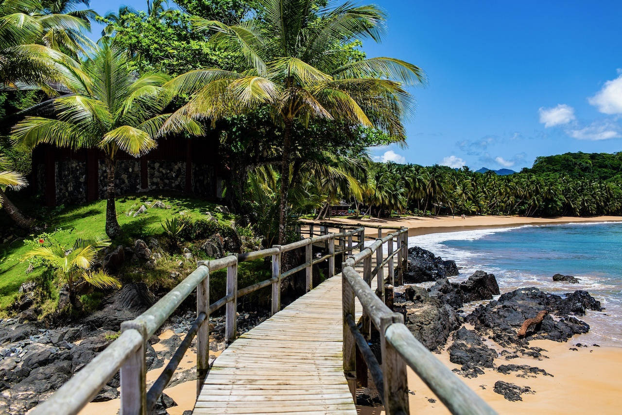 Wooden Bridge In Sao Tome And Principe Wallpaper