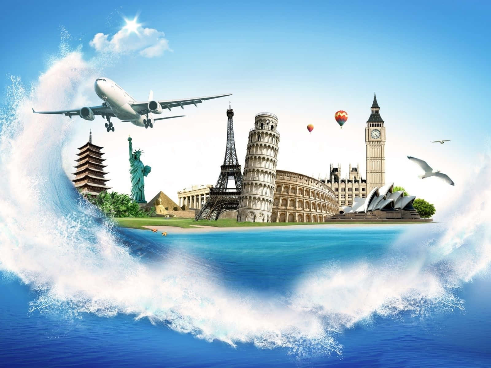 World Famous Landmarks Collage Wallpaper