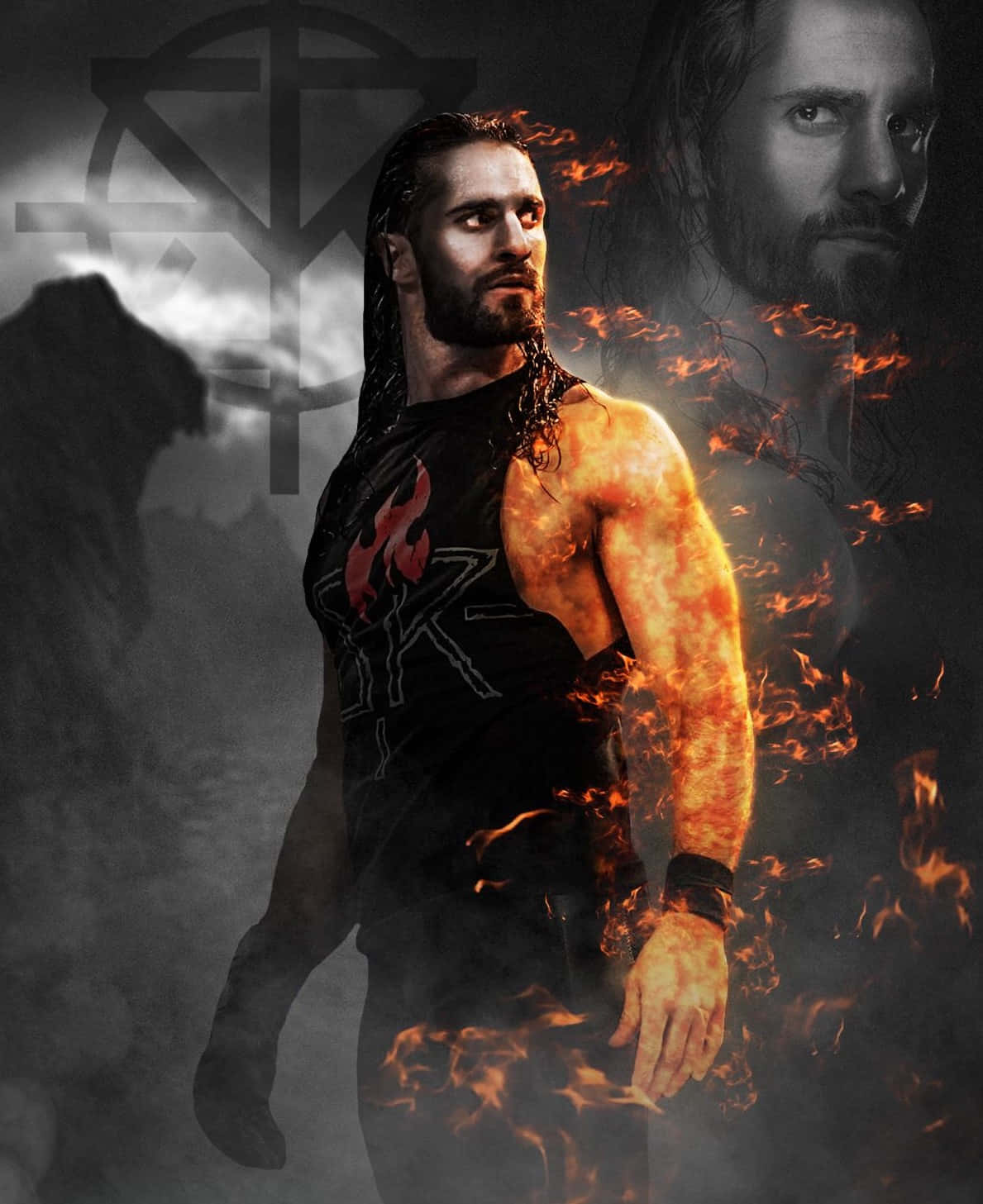 Wrestler Seth Rollins In Black Shirt Wallpaper