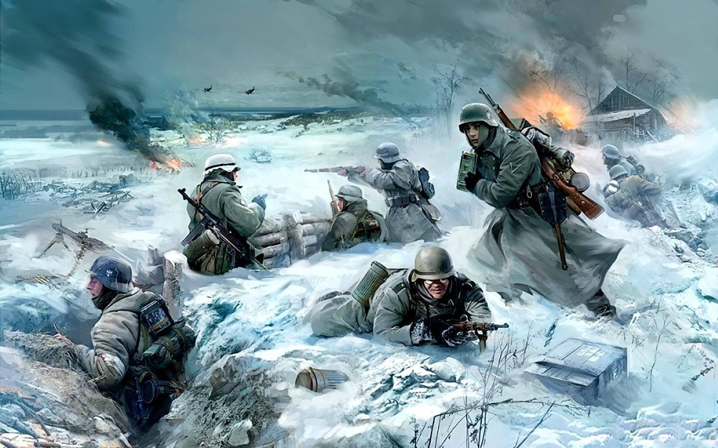 Ww2 Soldiers In Snow Art Wallpaper