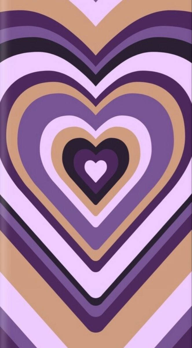 Y2k Heart In Brown And Purple Wallpaper
