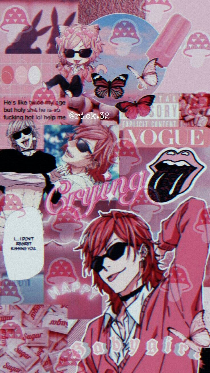 Yarichin Bitch Club Yuri Pink Art Wallpaper