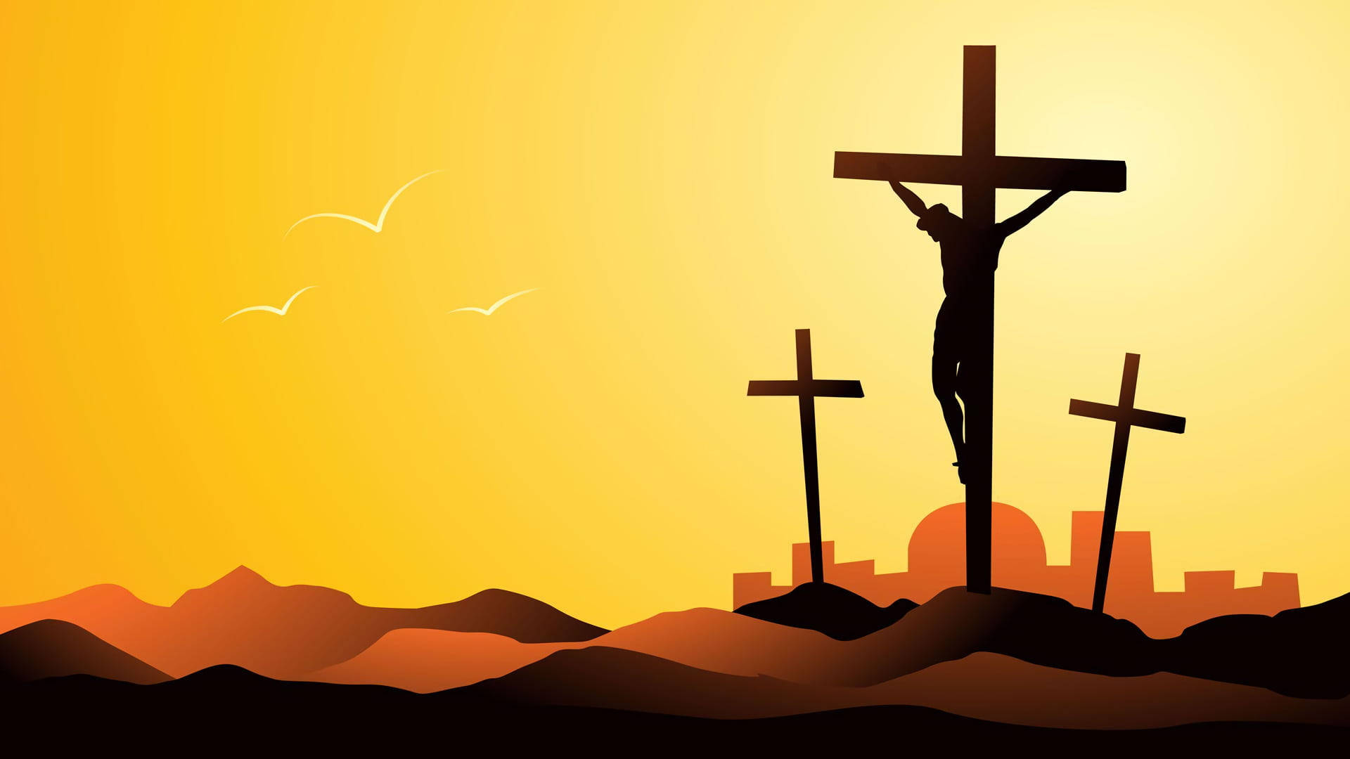 Yellow Vector Art Jesus Cross Wallpaper