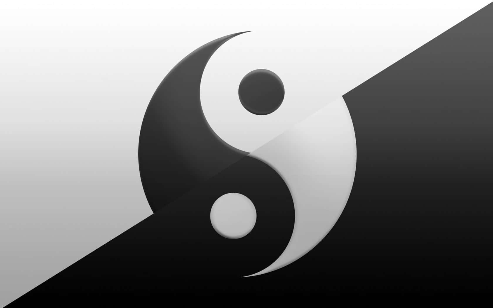 Yin Yang 4k Diagonal Black And White Wallpaper