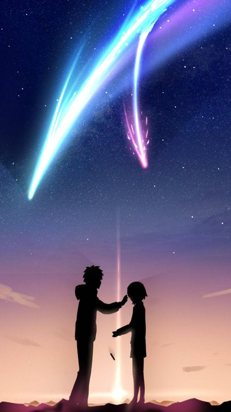 Your Name Iphone Couple Shadows Meteors Wallpaper