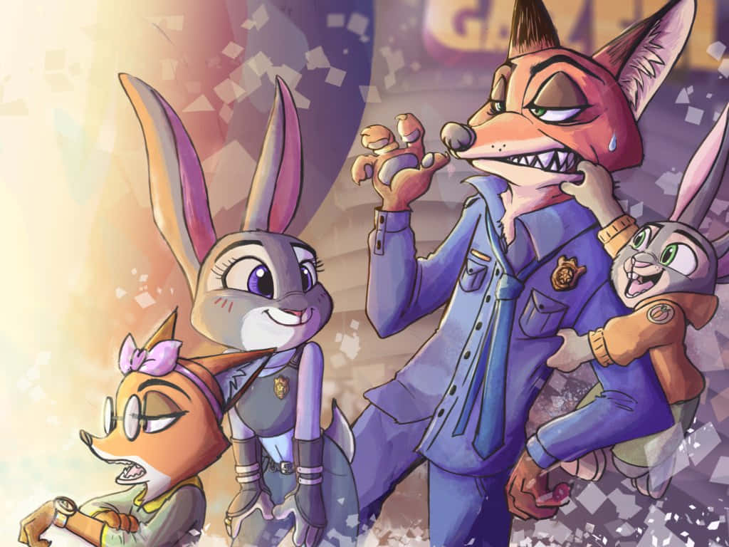 Zootopia Nickand Friends Fan Art Wallpaper