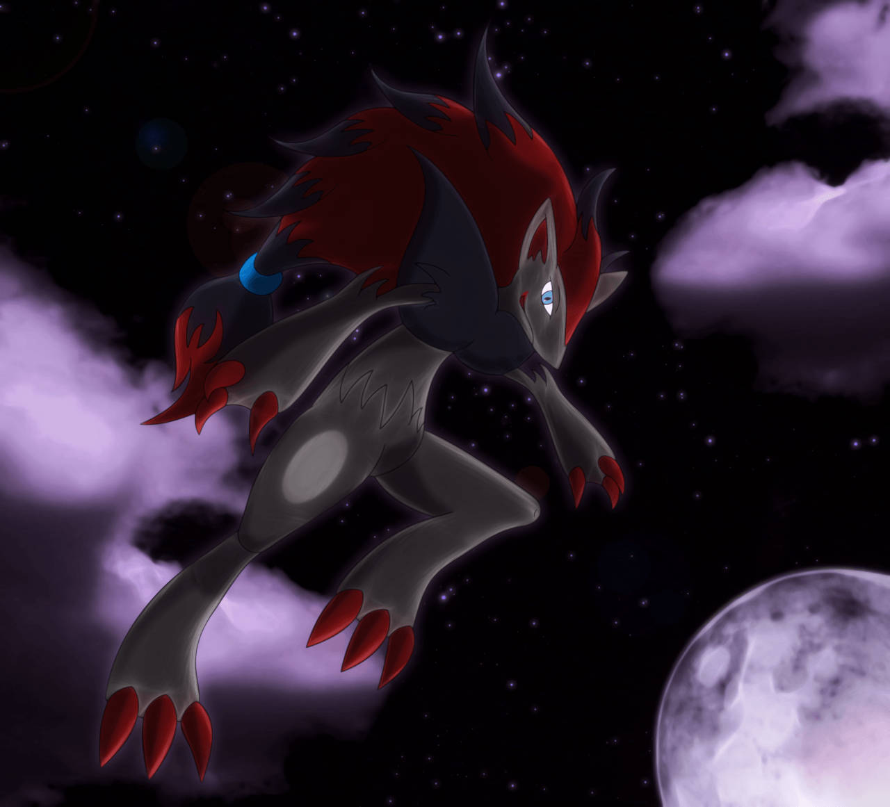 Zoroark In Night Sky Wallpaper