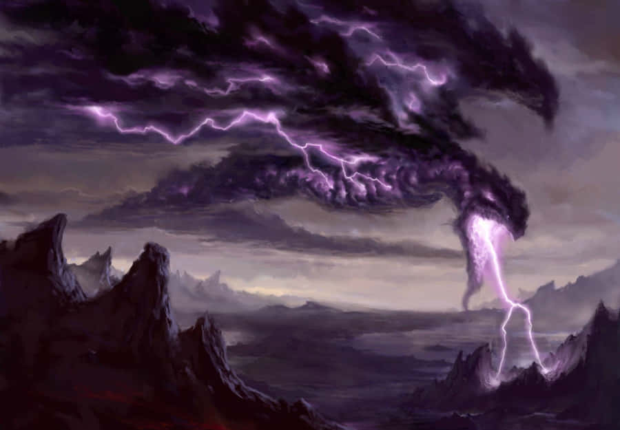 1080p Electric Dragon Purple Lightning Wallpaper